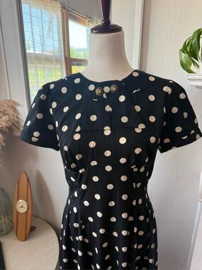 Hell Bunny Black Dress with Cream Polka Dots